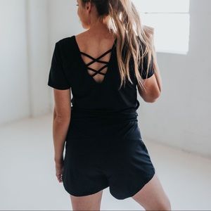 Senita Athletics Black Strappy Romper